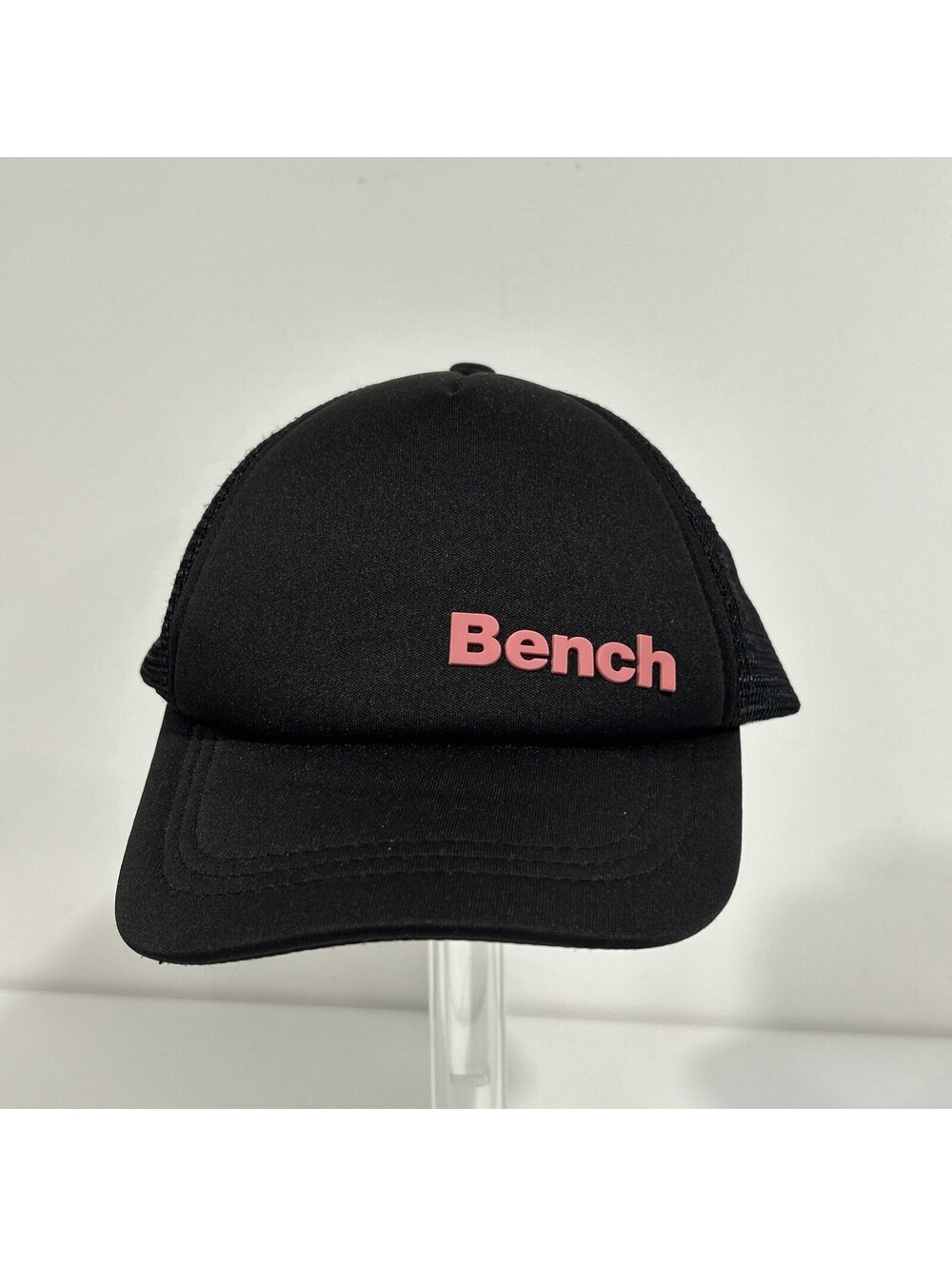 Vintage Bench Black Mesh Back Strapback Trucker Hat Cap